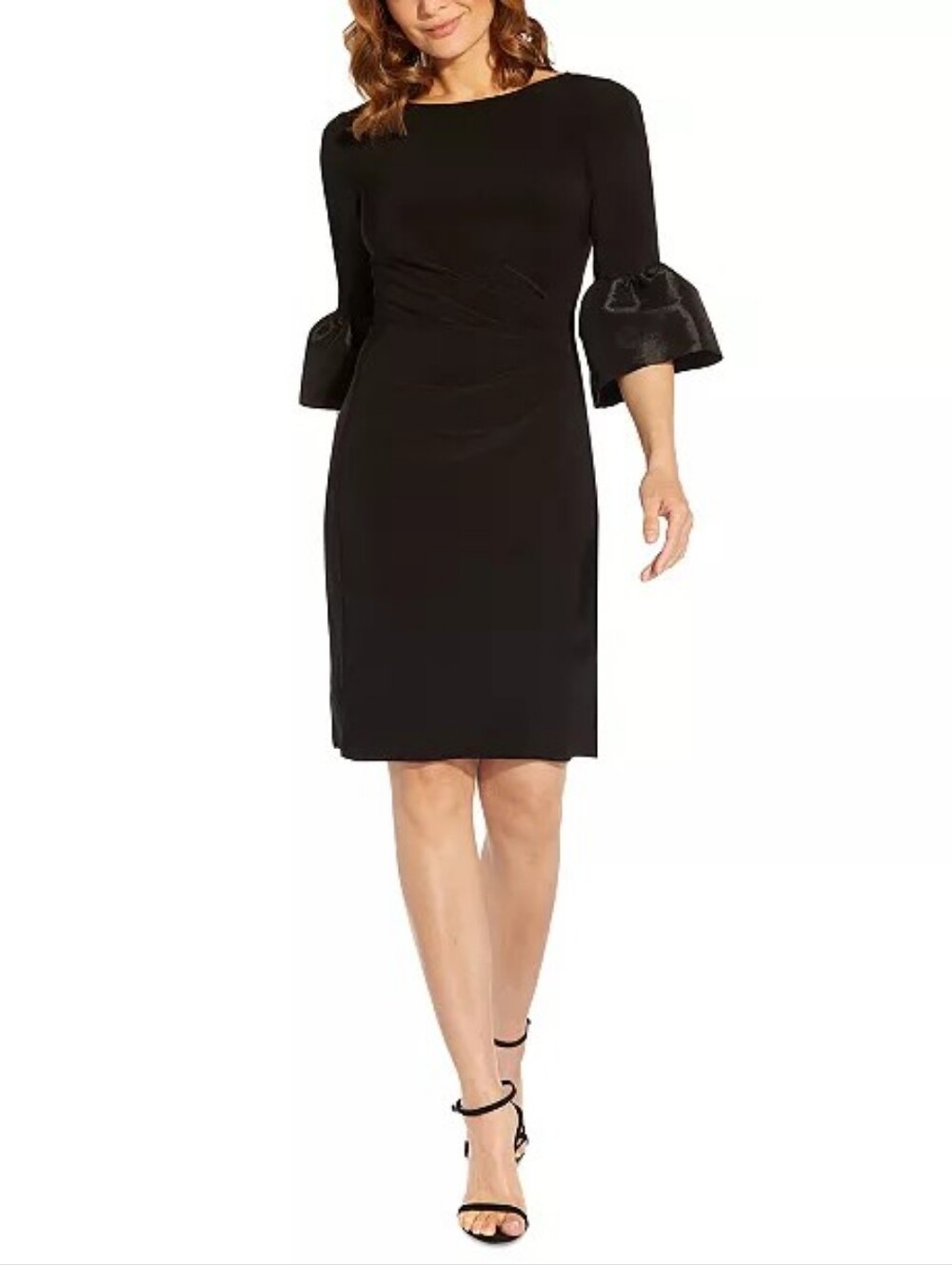NWT Adrianna Papell Black Plus Size Bell Cuff Draped Jersey Dress 22W 22
